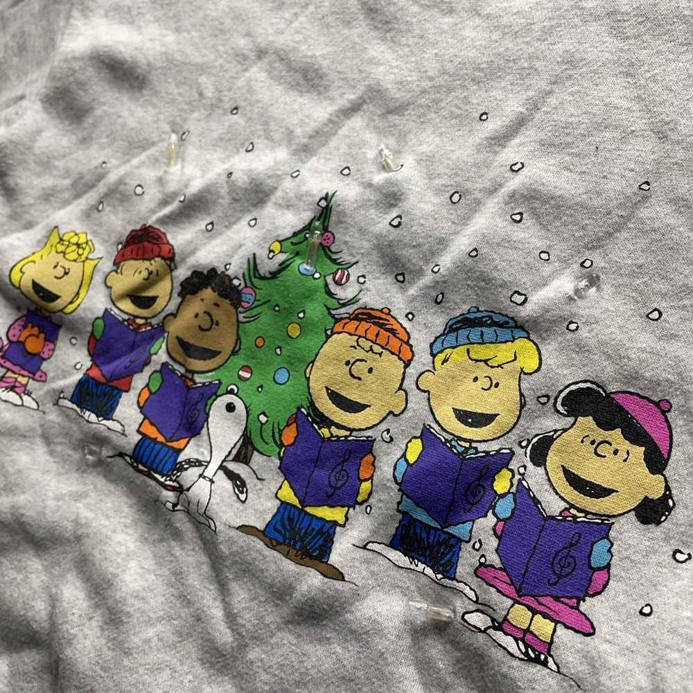 Peanuts Snoopy Charlie Brown Christmas Sweater Unisex Kids Size 7 Grey - Picture 2 of 11